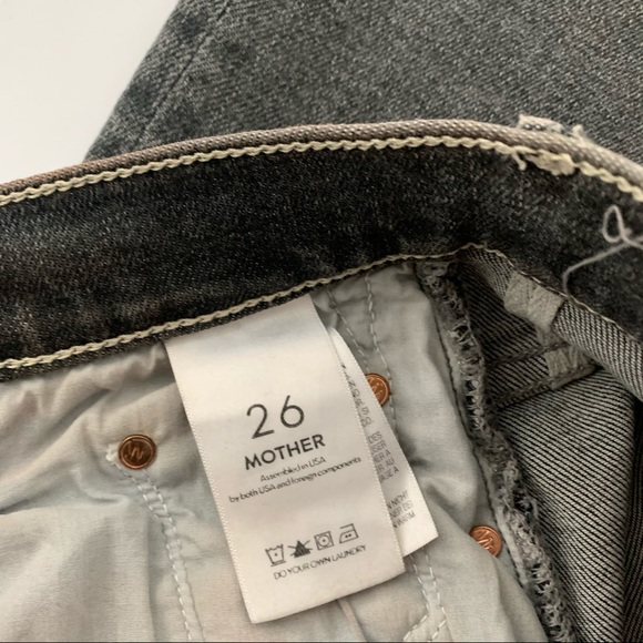 Mother Cropped Raw Hem Jeans Distressed Grey 26 - Picture 5 of 10